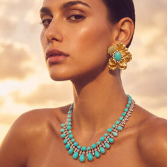 Turquoise Roi De Soleil Earrings. Lab-Grown Turquoise