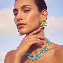 Turquoise Roi De Soleil Earrings. Lab-Grown Turquoise