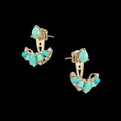 Turquoise Twinkle Ear-Jacket. Lab-Grown Turquoise