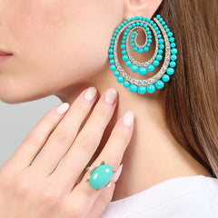 Turquoise Vortex Hoop Earrings