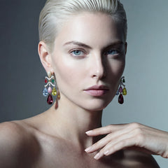 Tutti Frutti Chandelier Earrings. Lab-Grown Tourmaline
