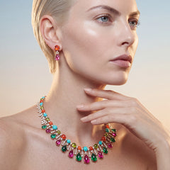 Fuchsia & Orange Sapphire Tutti Frutti Drops. Lab-Grown Sapphire