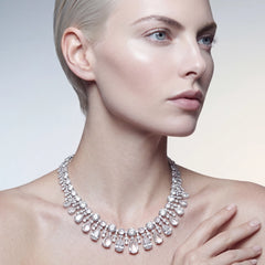 White Diamond Tutti Frutti Necklace. Lab-Grown Simulated Diamond