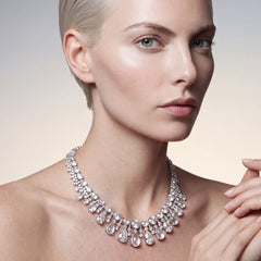 White Diamond Tutti Frutti Necklace. Lab-Grown Simulated Diamond