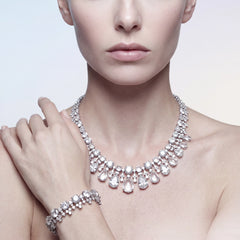 White Diamond Tutti Frutti Bracelet. Lab-Grown Simulated Diamond