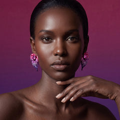 Violet Fuchsia Poison Ivy Earrings. Lab-Grown Sapphire