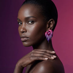 Violet Fuchsia Poison Ivy Earrings. Lab-Grown Sapphire