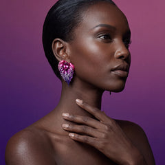 Violet Fuchsia Poison Ivy Earrings. Lab-Grown Sapphire