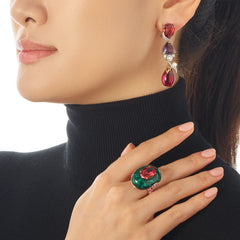 Peacock Malachite Pebble Ring