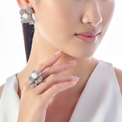 White Blossom Pearl Earrings