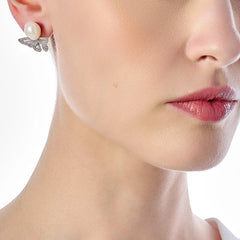 White Butterfly Pearl Earrings