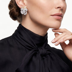 White Mini Blossom Diamond Earrings. Lab-Grown Simulated Diamond
