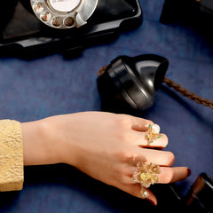 Canary Peony Butterfly Ring