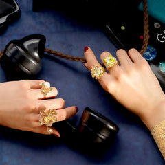 Canary Peony Butterfly Ring