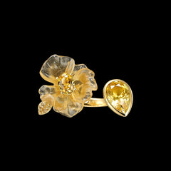 Yellow Sapphire Spinach Petunia Ring
