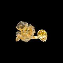 Yellow Sapphire Spinach Petunia Ring