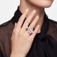 Rose Marguerite Daisy Rings. Lab-Grown Simulated Diamond