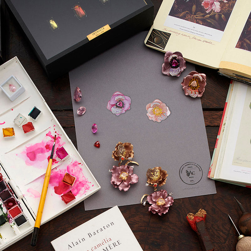 nabela Chan Joaillerie-Aluminium BLOOMS-Blush Magnolia Earrings_Gouache Painting