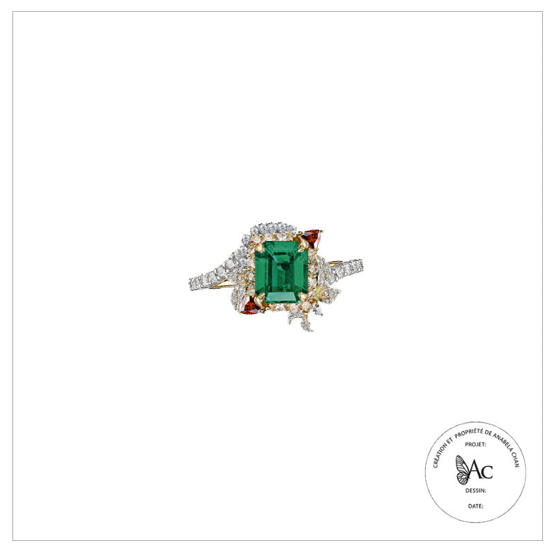Emerald Delphinium Engagement Ring