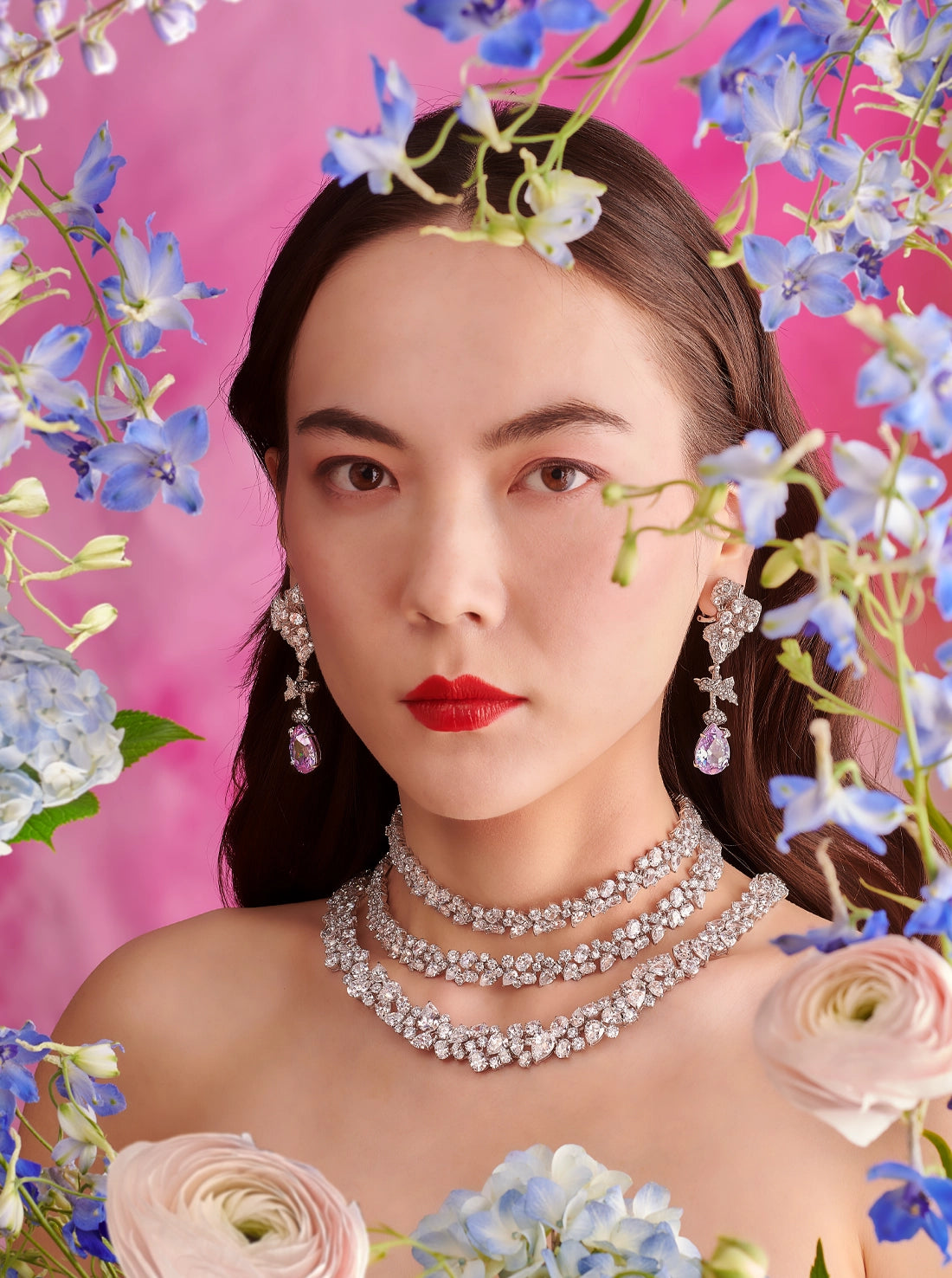 Anabela_Chan_Joaillerie_Diamond_Garden_of_Eden_Necklace_Diamond_Garden_of_Eden_Choker_Lavender_Orchid_Earrings_Floral_Fantasy_Model_Campaign_Image