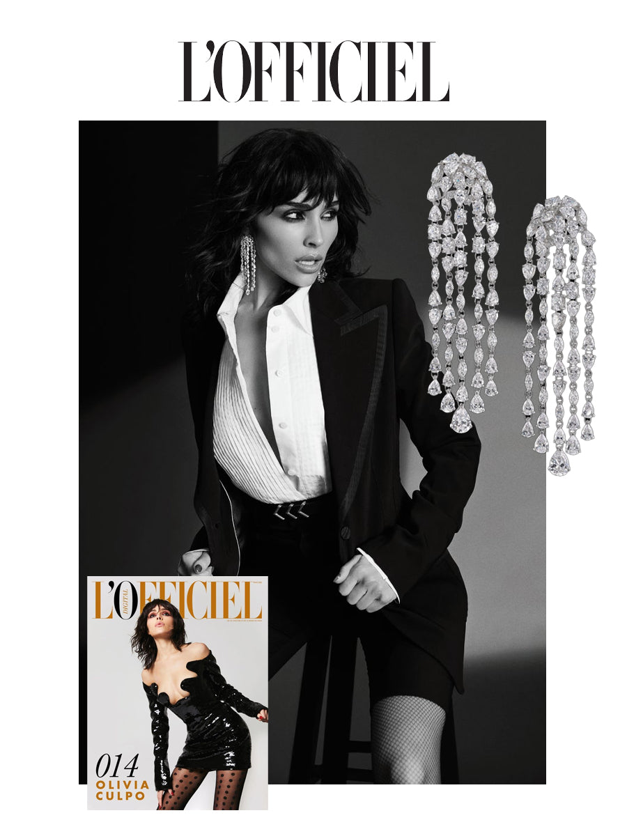Anabela Chan Joaillerie_Editorials_L_Officiel_Russia_Diamond Cascade Earrings