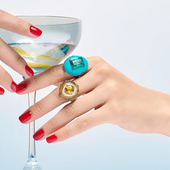 Anabela_Chan_Joaillerie_Fruit_Gems__Autumn_Sugarloaf_Ring_Emerald_Turquoise_Pebble_Ring_Model_Campaign_Image