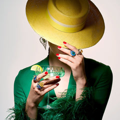 Anabela_Chan_Joaillerie_Fruit_Gems__Emerald_Beetroot_Begonia_Earrings_Spirulina_Spinach_Garden_Ring_Ocean_Sugarloaf_Ring_Autumn_Sugarloaf_Ring_Emerald_Spirulina_Elixir_Ring_Model_Camp