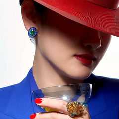 Anabela_Chan_Joaillerie_Fruit_Gems__Emerald_Lapis_Pebble_Earrings_Emerald_Lapis_Pebble_Ring_Amber_Garden_Ring_Model_Campaign_Image