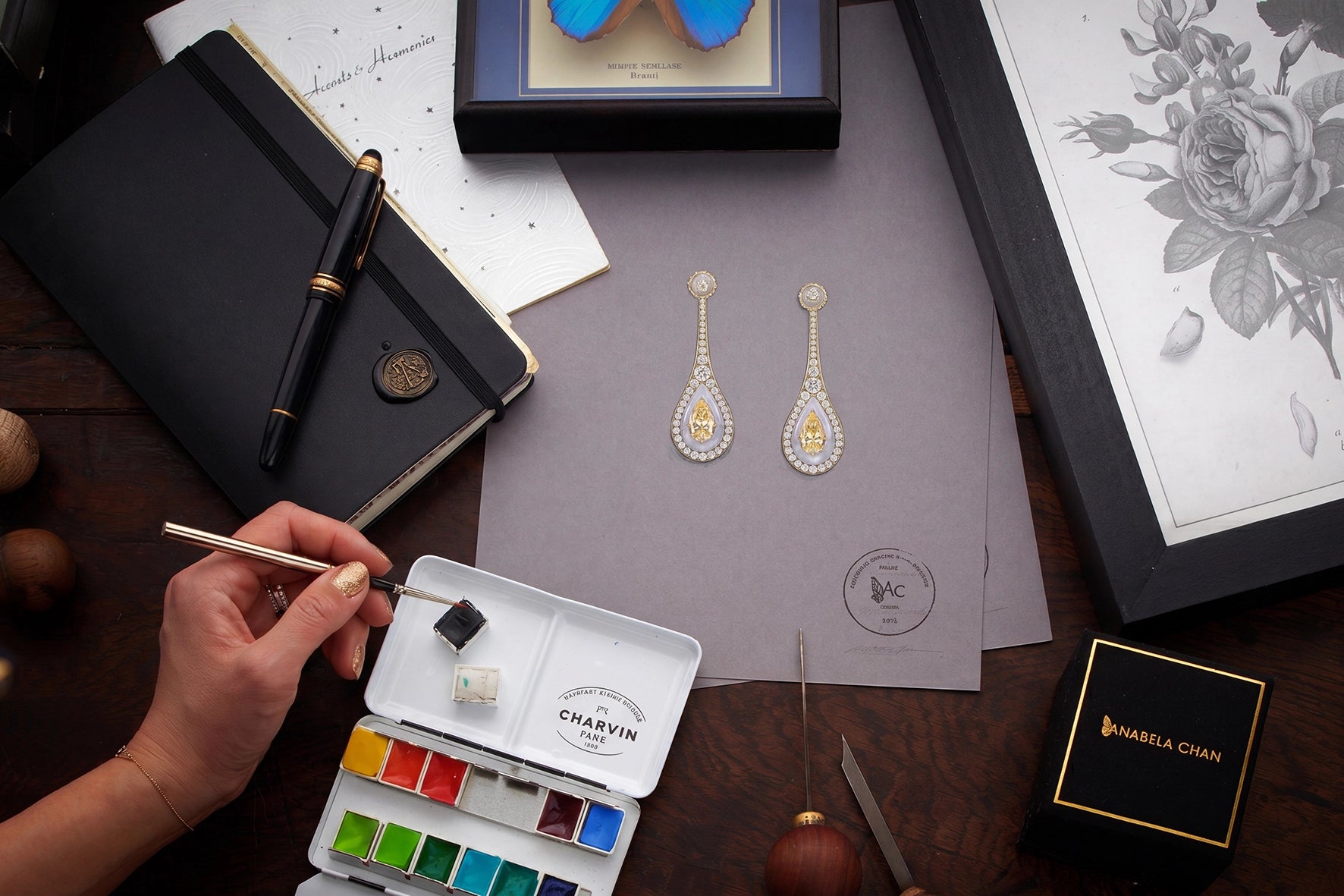 Anabela_Chan_Joaillerie_Gouache_Paintings_Canary_Chalcedony_Elixir_Earrings_Landscape