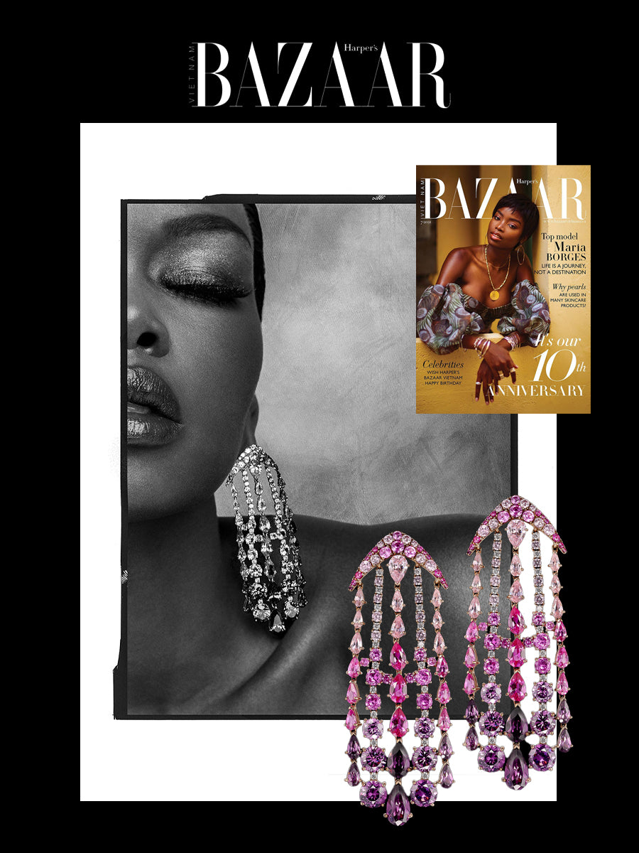Anabela Chan Joaillerie_Harper's-Bazaar-Vietnam_Fuchsia Ombre Waterfall Earrings