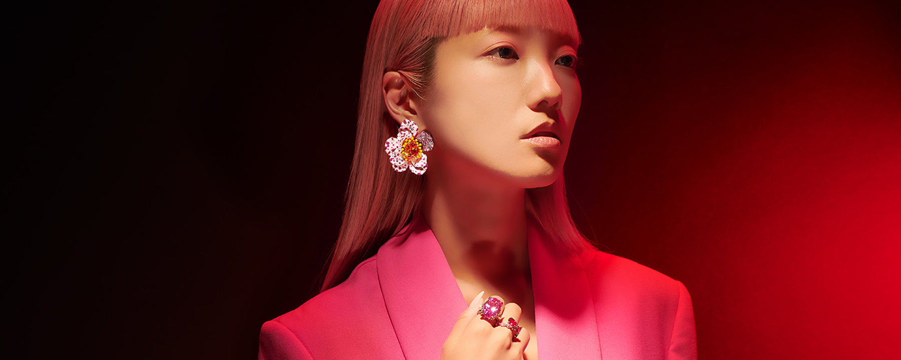 Anabela_Chan_Joaillerie_Collections_Orchid_Poppy_Earrings_Rose_Mermaid_Ring_Fuchsia_Nova_Coil_Ring_Model_Campaign_desktop