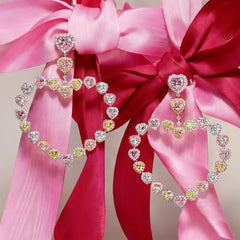 Love Heart Hoop Earrings. Lab-Grown Simulated Diamond