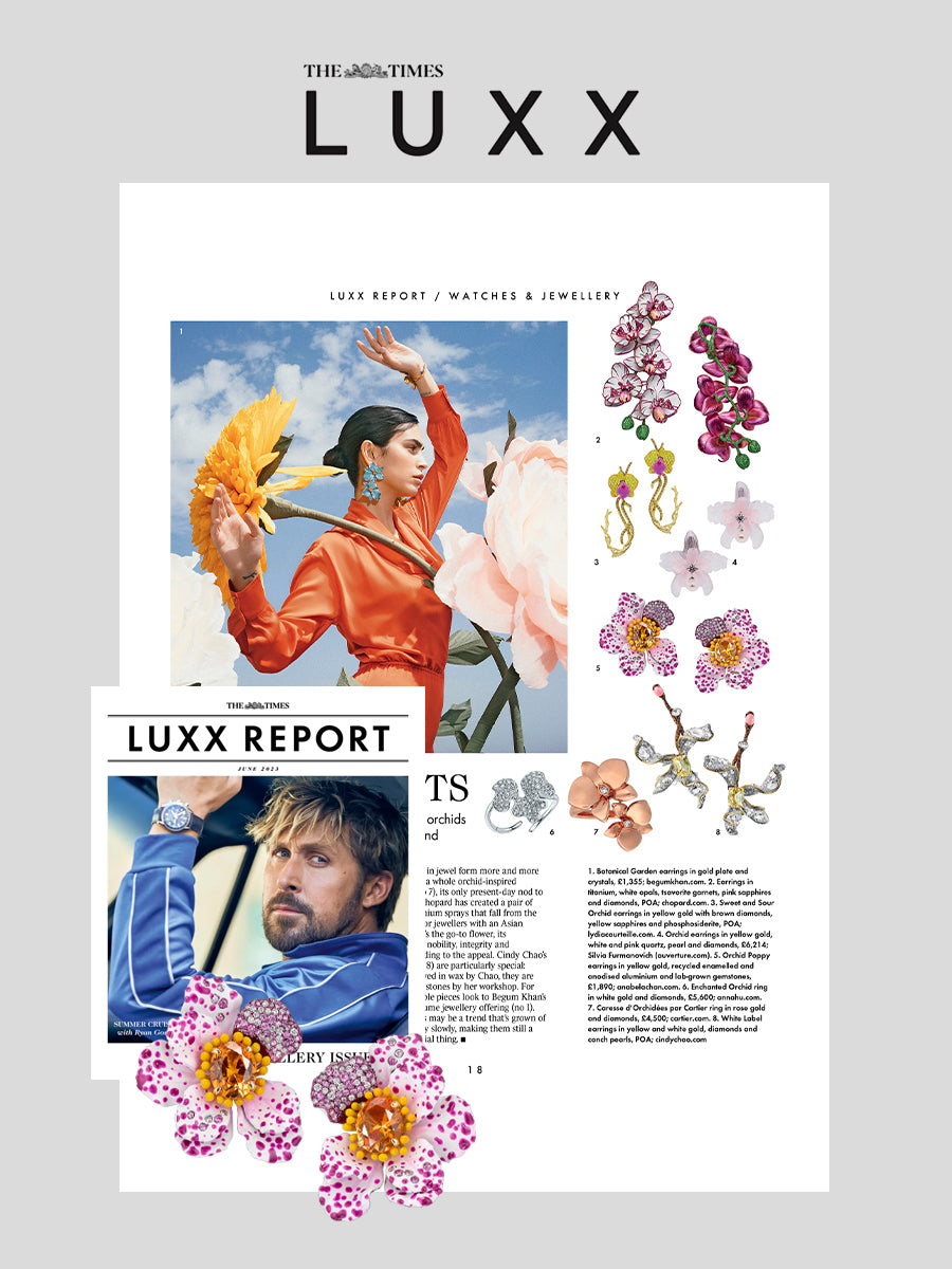 Anabela Chan Joaillerie_Orchid Poppy Earrings featured in the Luxx Roport - The Times Luxury Magazine