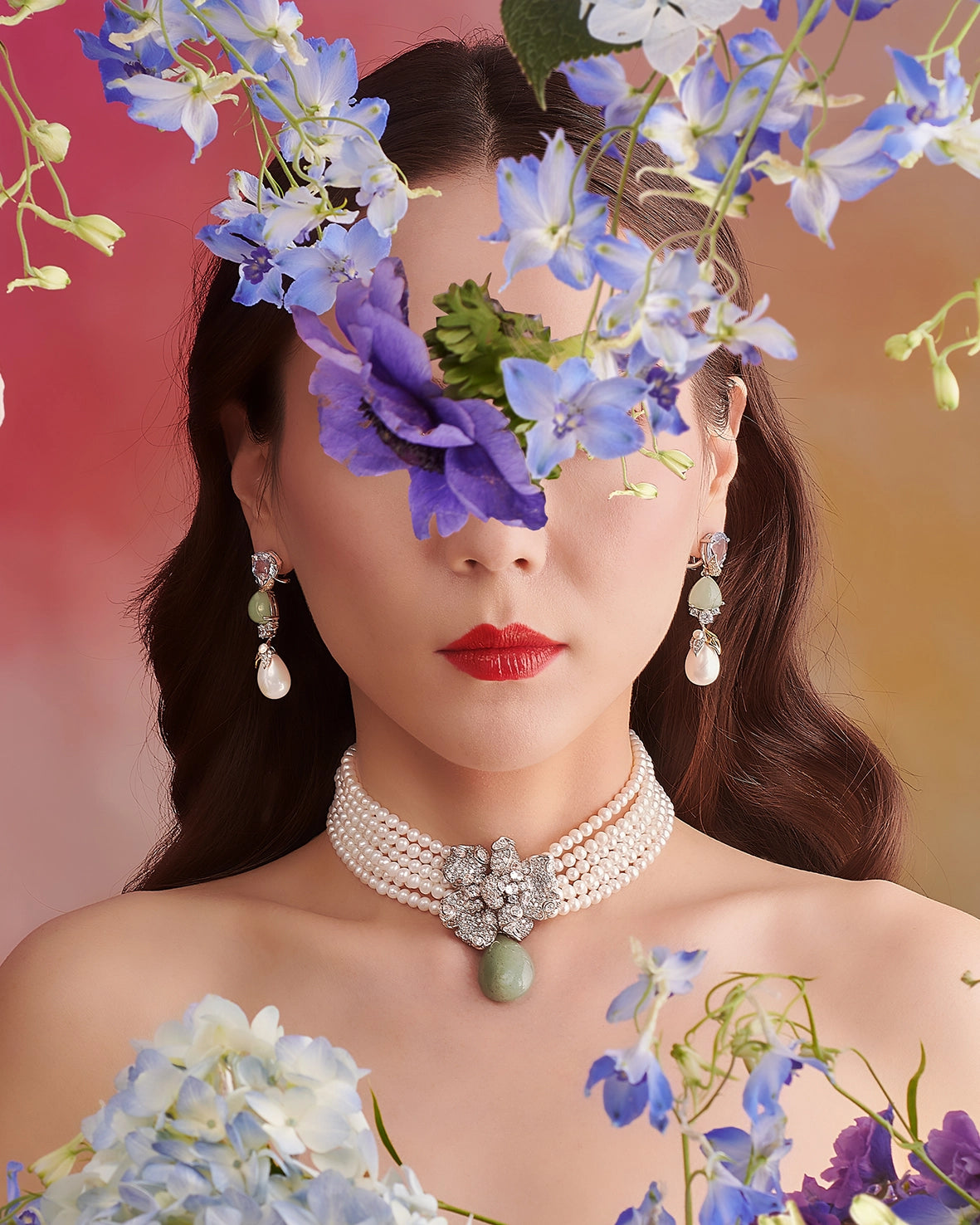 Anabela_Chan_Joaillerie_Our_Collections_Dark_Forest_Jade_Pearl_Bloomingdale_Choker_Aqua_Diamond_Jade_Pearl_Berry_Earrings