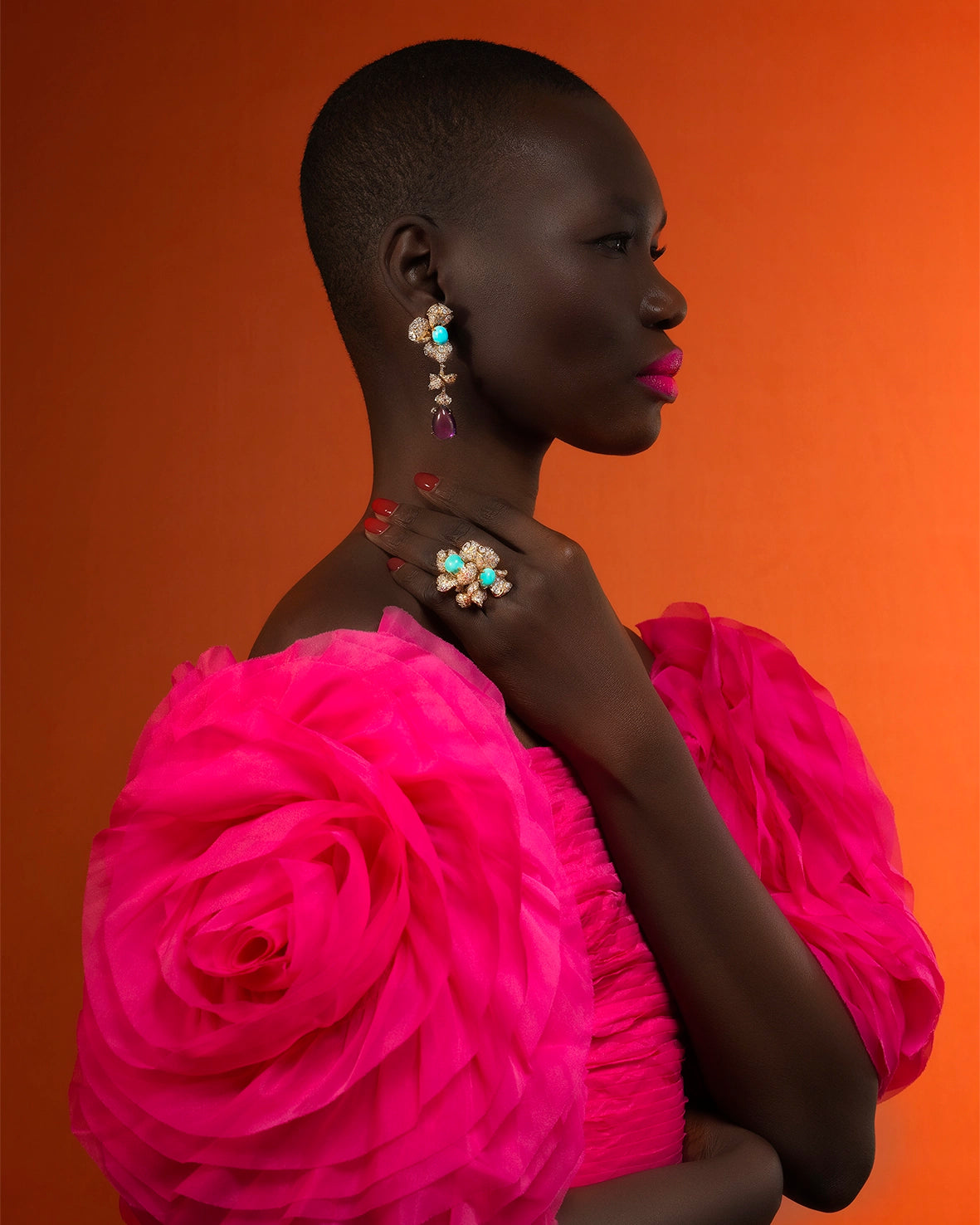 Anabela_Chan_Joaillerie_Our_Collections_Fleurs_D_Elixir_Orchid_Amethyst_Earrings_Turquoise_Blossom_Ring_Model_Campaign_Image_web
