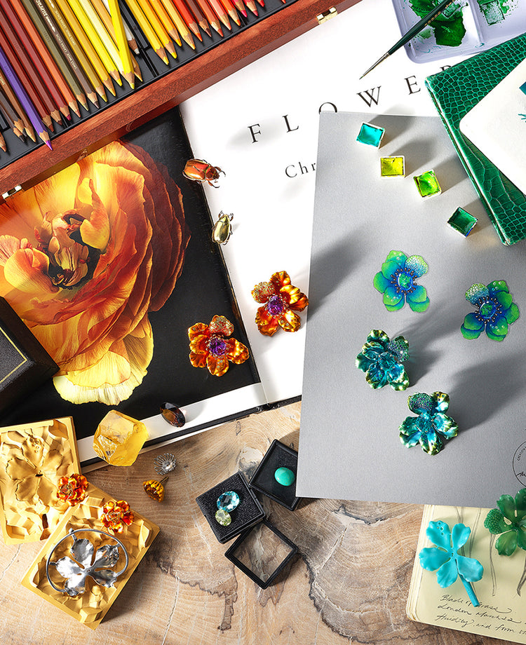 Anabela Chan Joaillerie_Our Ethos_Magma Poppy Earrings_Aurora Poppy Earrings_Gouache_mobile