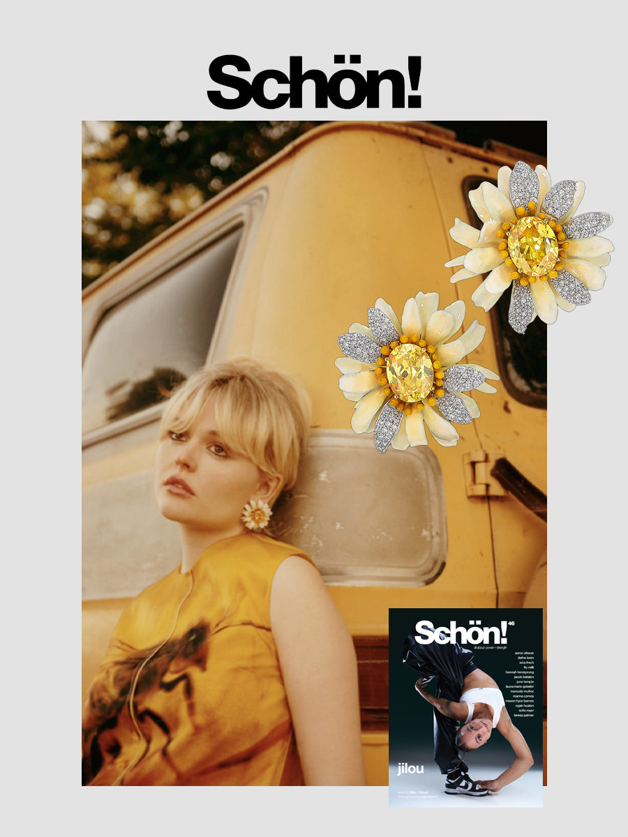 Anabela Chan Joaillerie_Sunflower_Bloom_Earrings_featured_in_Schon_Magazine_September_2025_cover