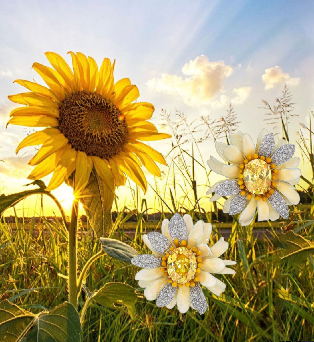 Anabela Chan Joaillerie_We Proudly Support_CARE & Save The Children U.K. Emergency Funds_Sunflower Bloom Earrings