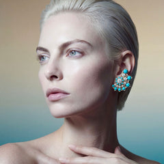 Turquoise Diamond Pinecone Earrings. Lab-Grown Turquoise