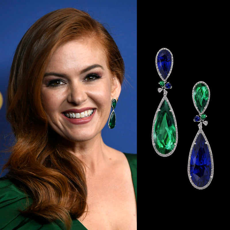 Emerald Sapphire Papillon Earrings