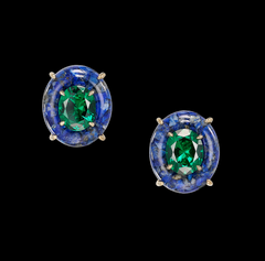 Emerald Lapis Pebble Earrings