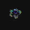 Rainbow Sapphire Poppy Brooch. Lab-Grown Sapphire