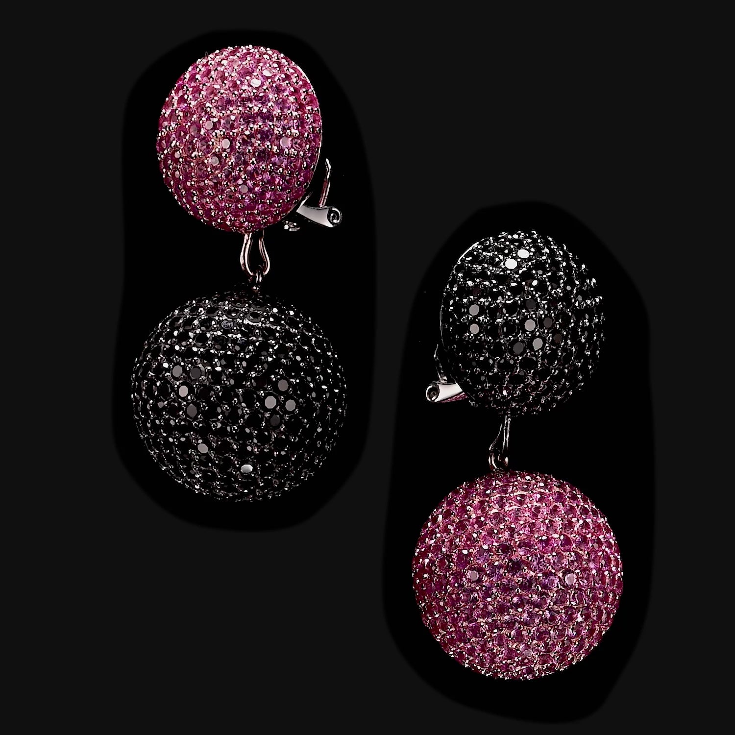 Black Pink Bauble Earrings