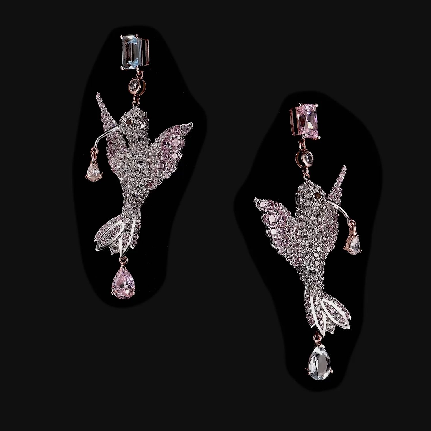 Diamond Hummingbird Earrings