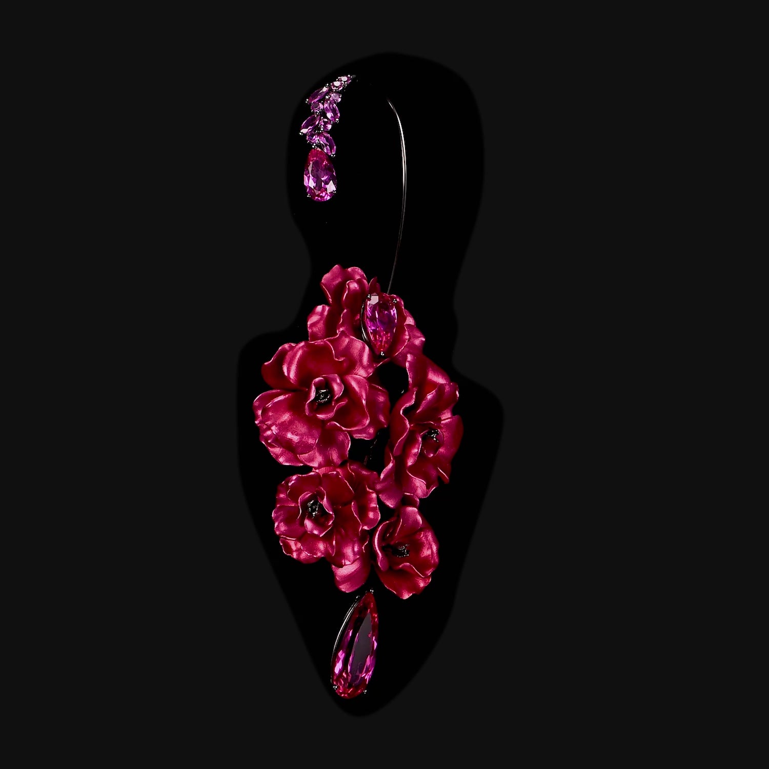 Fuchsia Camellia Bloom Ear Cuff