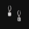 Emerald Pendant Hoop Earrings. Lab-Grown Simulated Diamond
