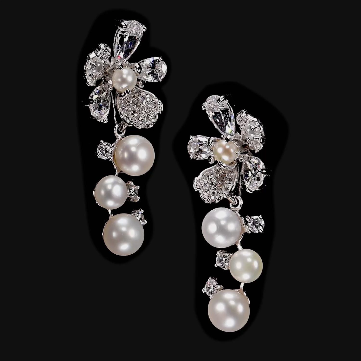 Pearl Snow Rose Earrings