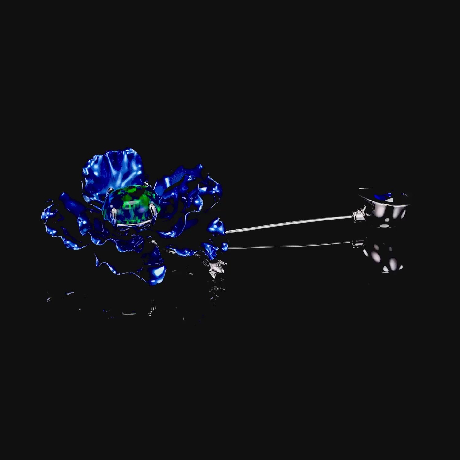 Midnight Opal Parrot Bloom Pin. Lab-Grown Opal