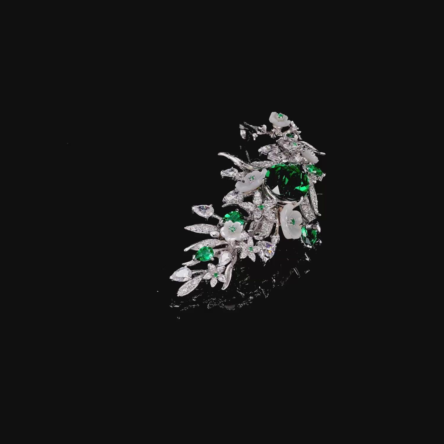 Posie Emerald Brooch. Lab-Grown Emerald
