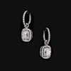 Cushion Pendant Hoop Earrings. Lab-Grown Simulated Diamond